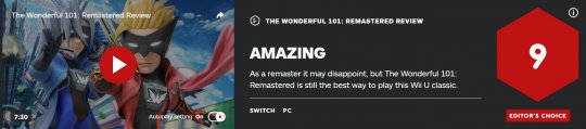 IGN为《神奇101：重制版》打出9分，但GameSpot仅仅打出了4分